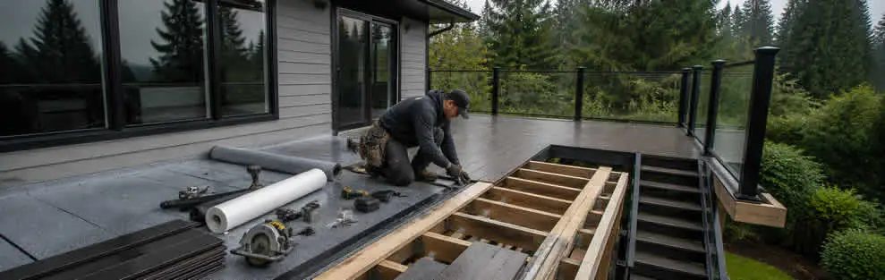 Deck builders in Port Moody restoring residential outdoor deck structure