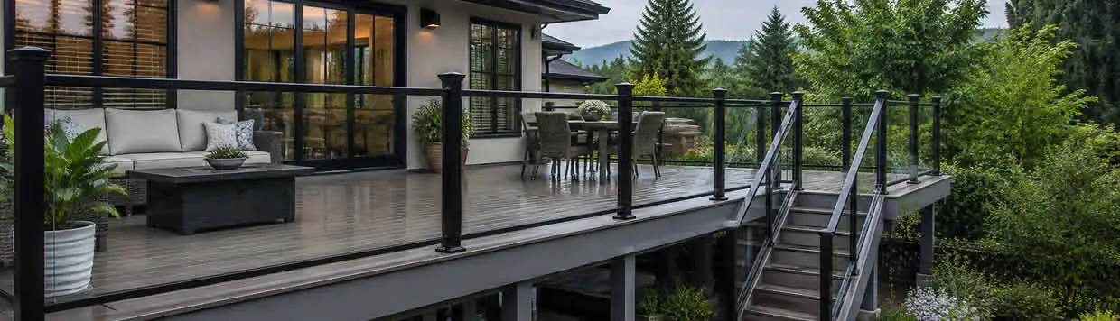 Composite decking installation in Port Moody finished outdoor living space